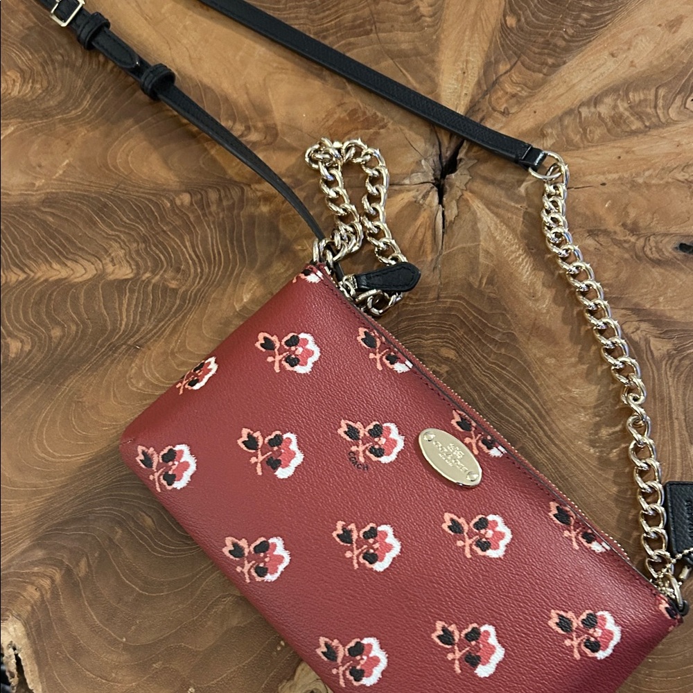 Coach Red Floral Leather Crossbody Bag